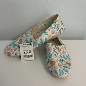 NWT TOMS Women's Alpargata Natural Seashell Print Slip Ons Size 7.5